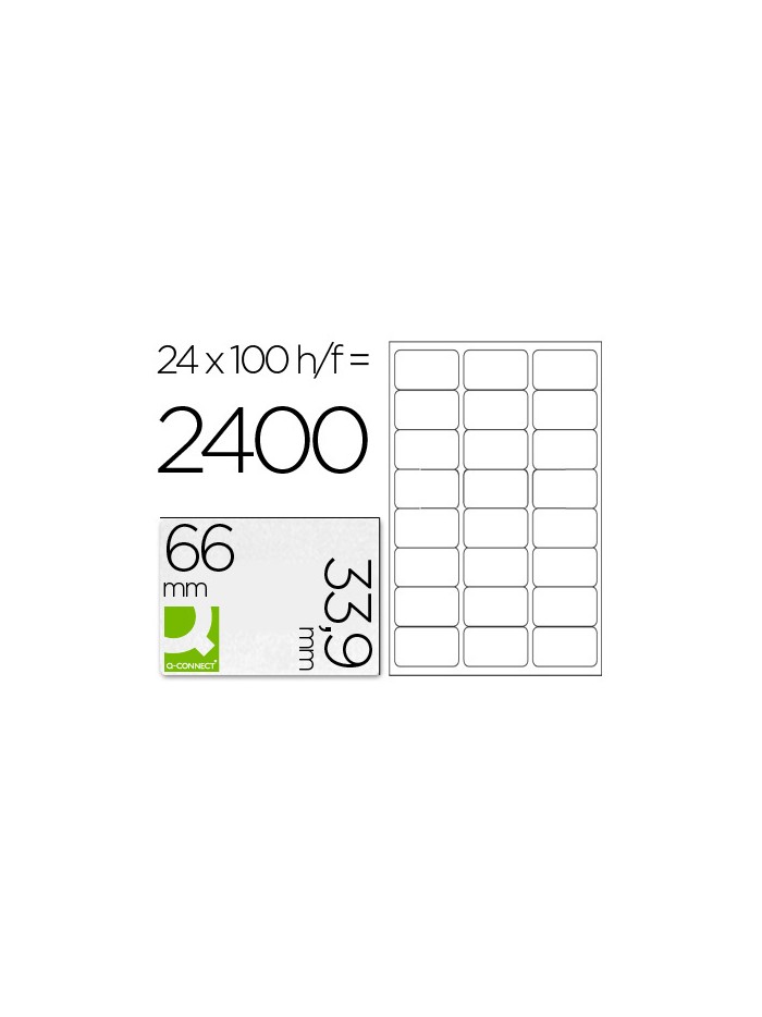 Etiqueta adhesiva q-connect kf10639 tamaño 66x33,9 mm fotocopiadora laser ink-jet caja con 100 hojas din a4 Etiqueta adhesiva q-connect kf10639 tamaño 66x33,9 mm fotocopiadora laser ink-jet caja con 100 hojas din a4