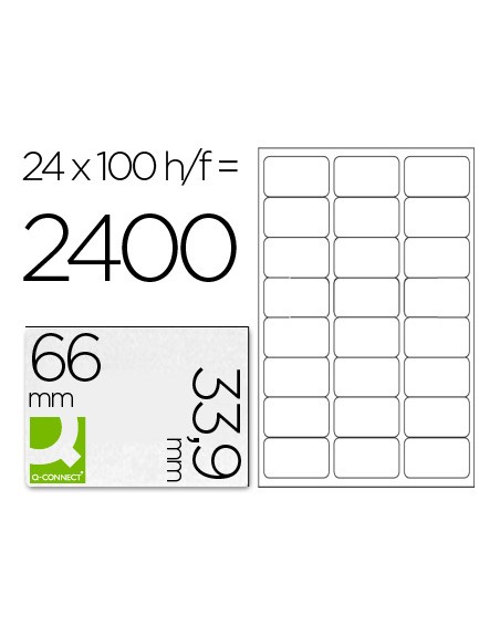 Etiqueta adhesiva q-connect kf10639 tamaño 66x33,9 mm fotocopiadora laser ink-jet caja con 100 hojas din a4
