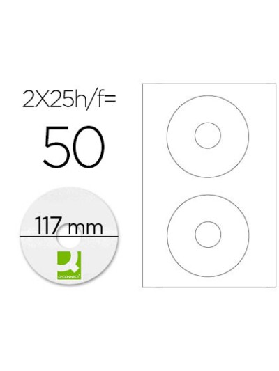 Etiqueta adhesiva q-connect kf01579 -tamaño cd-rom -fotocopiadora -laser -ink-jet-caja con 25 h/50 etiquetas