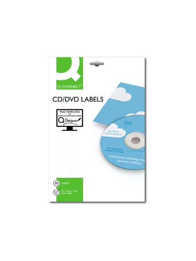Etiqueta adhesiva q-connect kf01579 -tamaño cd-rom -fotocopiadora -laser -ink-jet-caja con 25 h/50 etiquetas