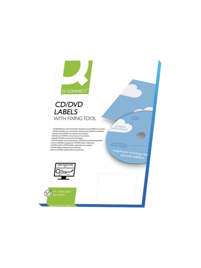 Etiqueta adhesiva q-connect kf01579 -tamaño cd-rom -fotocopiadora -laser -ink-jet-caja con 25 h/50 etiquetas