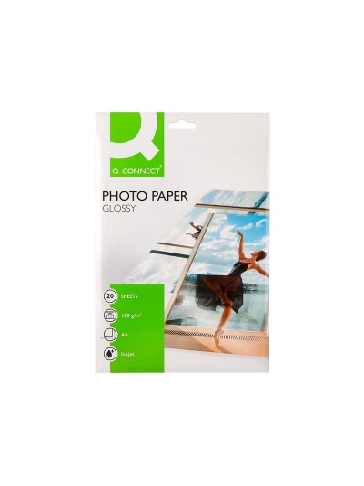 Papel q-connect foto glossy kf01103 din a4 digital photo para ink-jet bolsa de 20 hojas de 180 gr