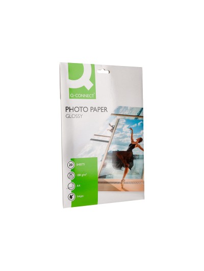 Papel q-connect foto glossy kf01103 din a4 digital photo para ink-jet bolsa de 20 hojas de 180 gr