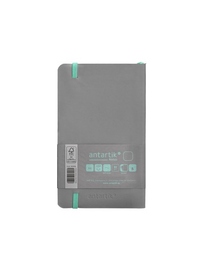 Cuaderno con gomilla antartik notes tapa blanda a6 hojas lisas gris y turquesa 100 hojas 80 gr fsc