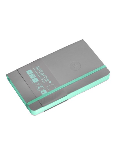 Cuaderno con gomilla antartik notes tapa blanda a6 hojas lisas gris y turquesa 100 hojas 80 gr fsc