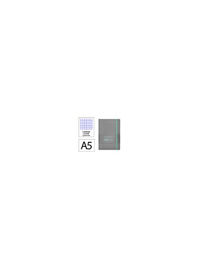 Cuaderno con gomilla antartik notes tapa blanda a5 hojas cuadricula gris y turquesa 80 hojas 80 gr fsc