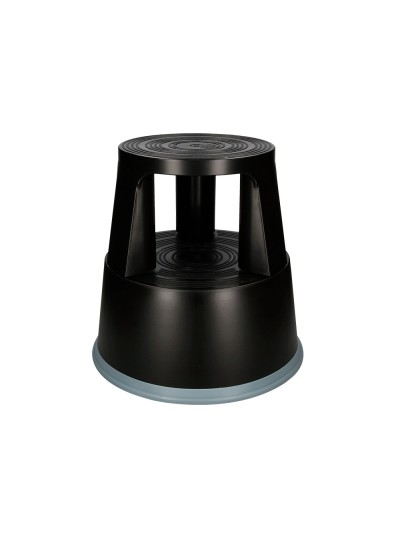 Taburete q-connect ruedas retractiles tres ruedas dos niveles color negro