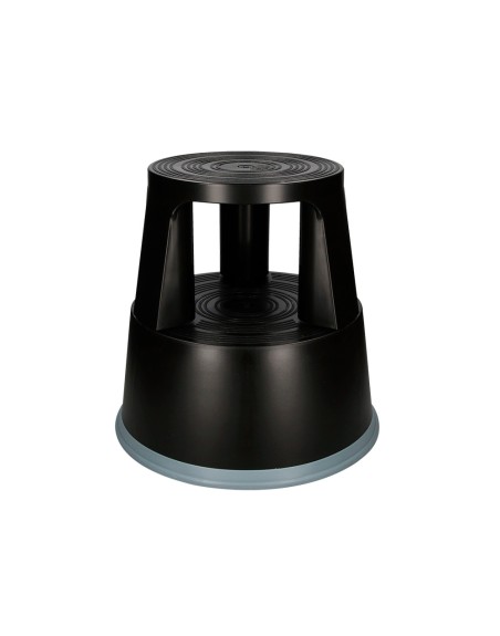 Taburete q-connect ruedas retractiles tres ruedas dos niveles color negro