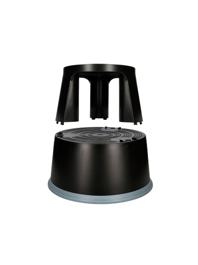 Taburete q-connect ruedas retractiles tres ruedas dos niveles color negro
