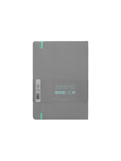 Cuaderno con gomilla antartik notes tapa blanda a5 hojas cuadricula gris y turquesa 80 hojas 80 gr fsc