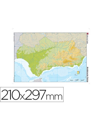 Mapa mudo color din a4 andalucia fisico