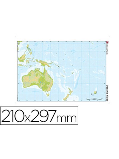 Mapa mudo color din a4 oceania fisico