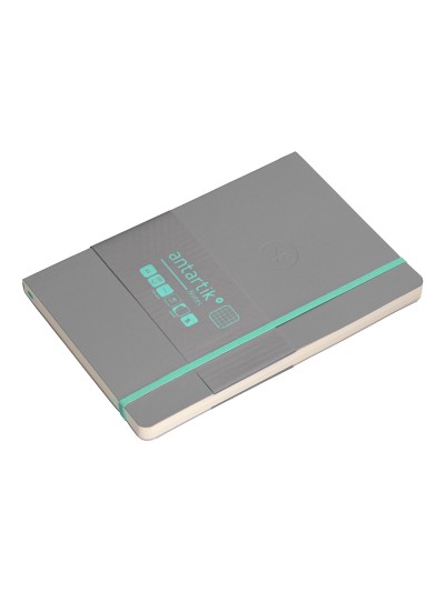 Cuaderno con gomilla antartik notes tapa blanda a5 hojas cuadricula gris y turquesa 80 hojas 80 gr fsc