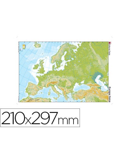Mapa mudo color din a4 europa fisico