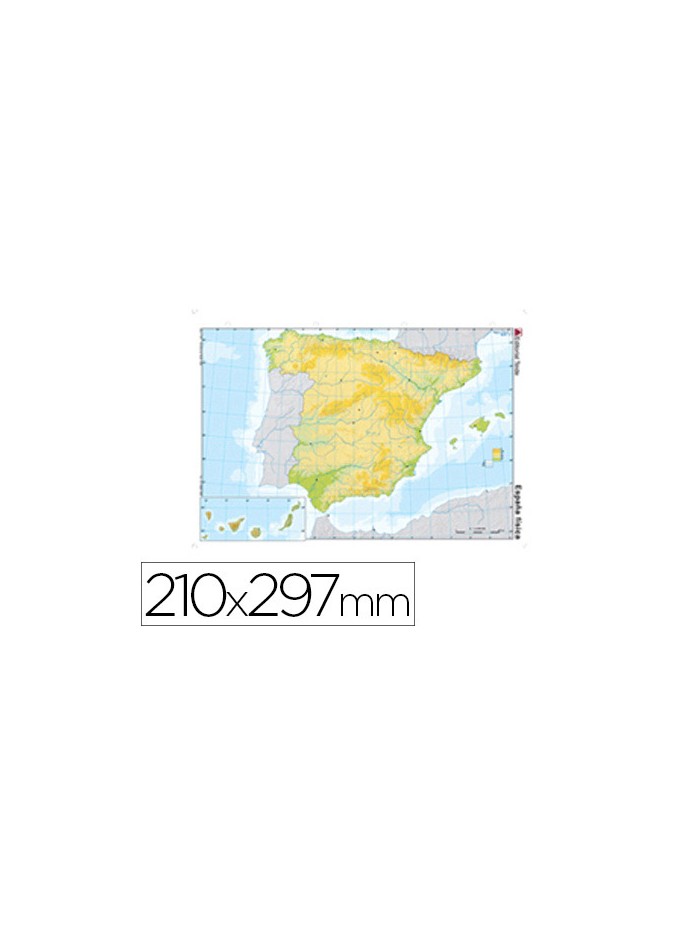 Mapa mudo color din a4 españa fisico Mapa mudo color din a4 españa fisico