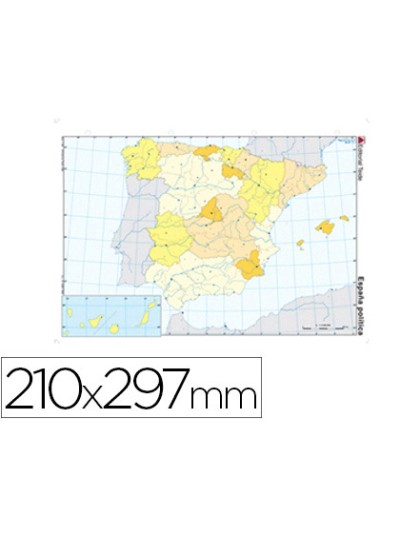 Mapa mudo color din a4 españa politico