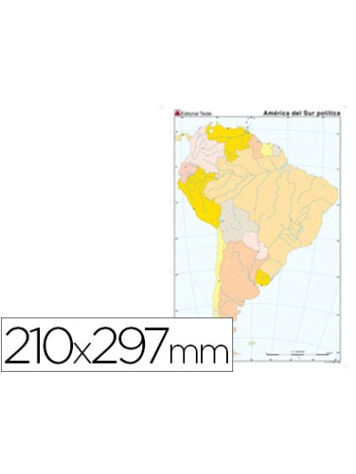 Mapa mudo color din a4 america del sur politico