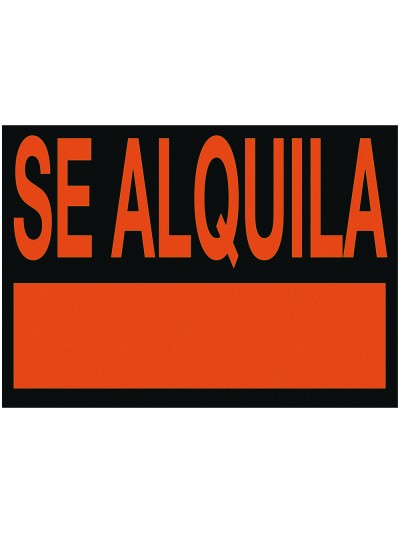 Cartel plastico archivo 2000 /'se alquila/' rojo fluorescente 500x234 mm