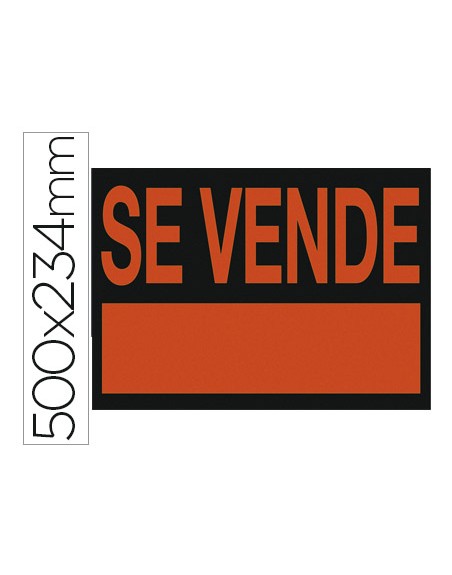 Cartel plastico archivo 2000 /'se vende/' rojo fluorescente 500x234 mm