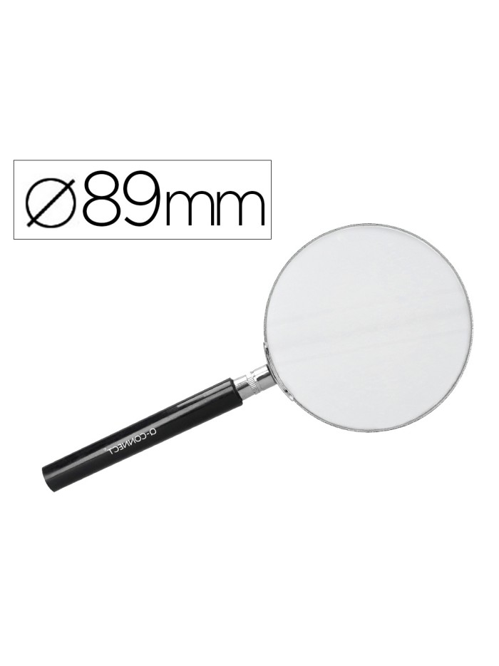 Lupa q-connect cristal aro metalico mango plastico negro 90 mm Lupa q-connect cristal aro metalico mango plastico negro 90 mm