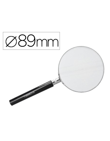 Lupa q-connect cristal aro metalico mango plastico negro 90 mm