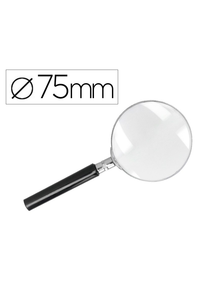 Lupa q-connect cristal aro metalico mango plastico negro 75 mm Lupa q-connect cristal aro metalico mango plastico negro 75 mm