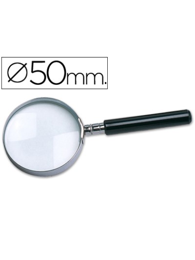 Lupa q-connect cristal aro metalico mango plastico negro 50 mm