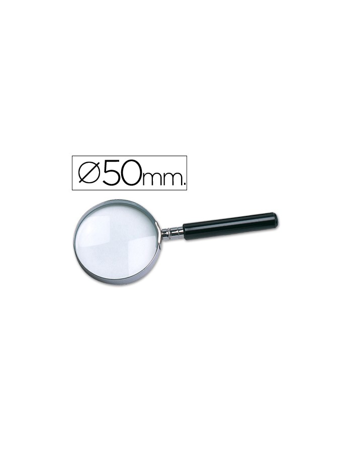 Lupa q-connect cristal aro metalico mango plastico negro 50 mm Lupa q-connect cristal aro metalico mango plastico negro 50 mm