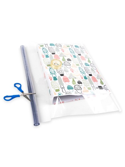 Rollo plastico forralibros liderpapel 0,45x5 mt 70 mc