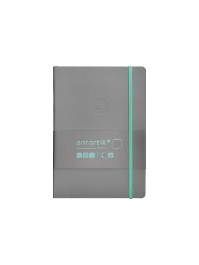 Cuaderno con gomilla antartik notes tapa blanda a5 hojas lisas gris y turquesa 80 hojas 80 gr fsc