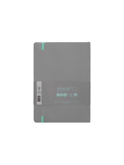 Cuaderno con gomilla antartik notes tapa blanda a5 hojas lisas gris y turquesa 80 hojas 80 gr fsc