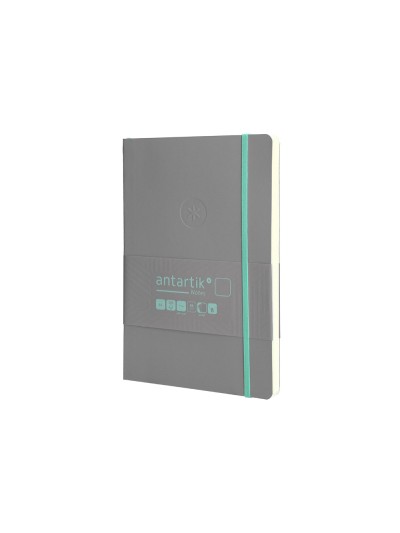 Cuaderno con gomilla antartik notes tapa blanda a5 hojas lisas gris y turquesa 80 hojas 80 gr fsc