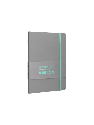 Cuaderno con gomilla antartik notes tapa blanda a5 hojas lisas gris y turquesa 80 hojas 80 gr fsc