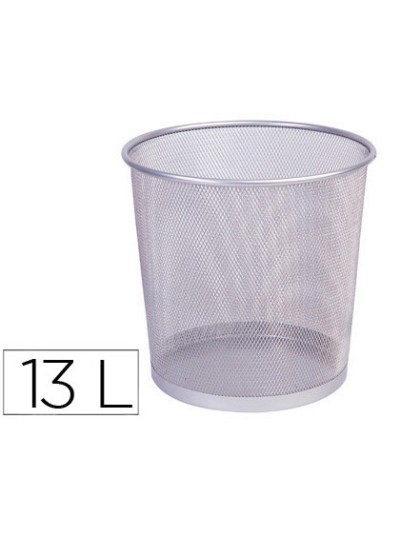 Papelera metalica q-connect rejilla plata 265x285 mm