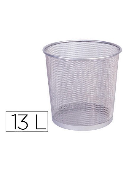 Papelera metalica q-connect rejilla plata 265x285 mm