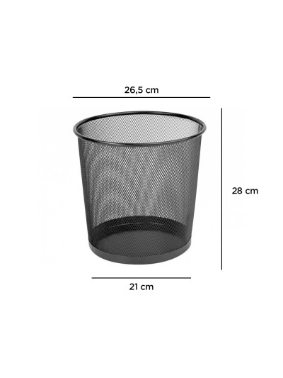 Papelera metalica q-connect rejilla negra 265x285 mm