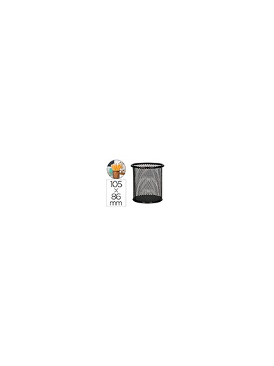 Cubilete portalapices q-connect negro metal redondo rejilla diametro 86 mm alto 105 mm
