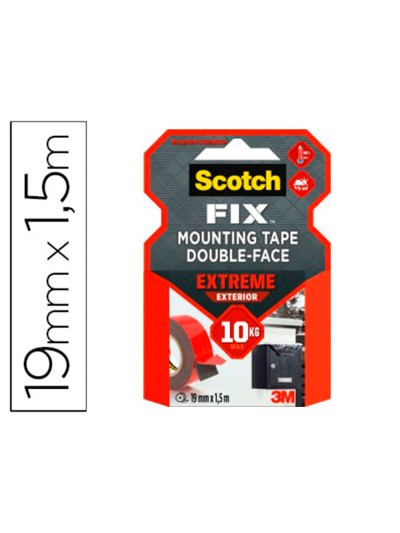 Soporte adhesivo cinta scotch doble cara superresintente 1,5 mt x 19 mm