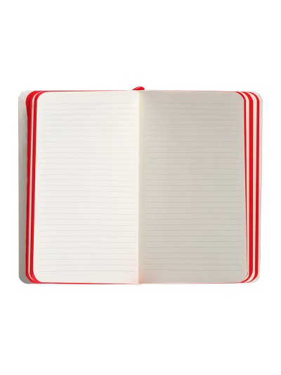 Cuaderno con gomilla antartik notes tapa blanda a6 rayas negro y rojo 100 hojas 80 gr fsc