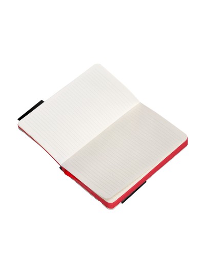 Cuaderno con gomilla antartik notes tapa blanda a6 rayas negro y rojo 100 hojas 80 gr fsc
