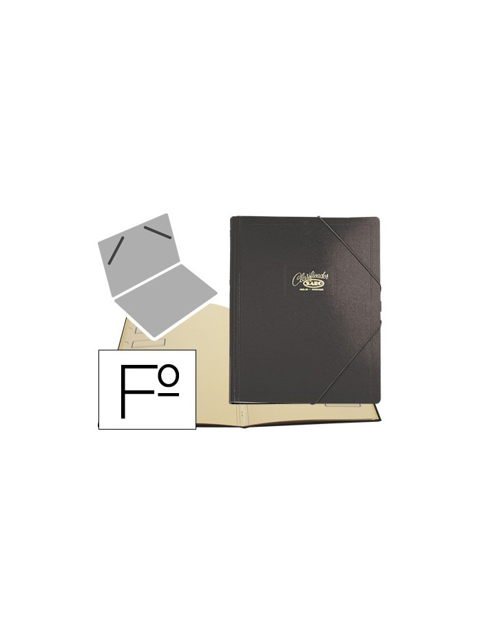 Carpeta clasificador carton compacto saro folio negra 12 departamentos Carpeta clasificador carton compacto saro folio negra 12 departamentos