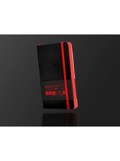 Cuaderno con gomilla antartik notes tapa blanda a6 rayas negro y rojo 100 hojas 80 gr fsc