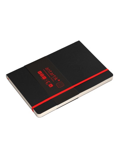 Cuaderno con gomilla antartik notes tapa blanda a5 hojas cuadricula negro y rojo 80 hojas 80 gr fsc