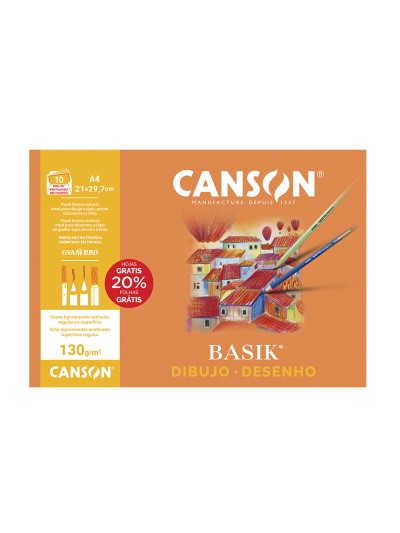 Papel dibujo basik din a4 sin recuadro 130 gramos minipack de 10 hojas