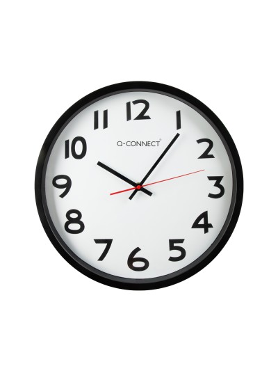 Reloj q-connect de pared plastico oficina redondo 34 cm marco negro