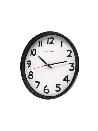 Reloj q-connect de pared plastico oficina redondo 34 cm marco negro