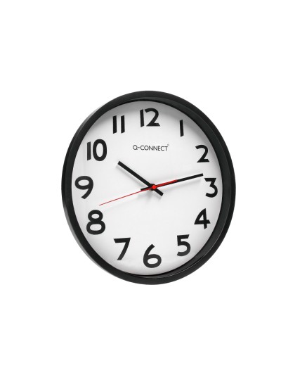 Reloj q-connect de pared plastico oficina redondo 34 cm marco negro