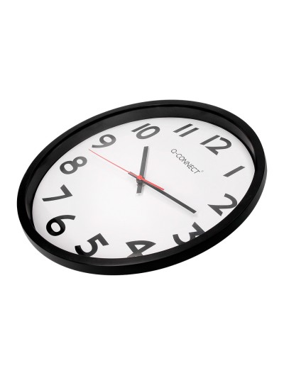 Reloj q-connect de pared plastico oficina redondo 34 cm marco negro
