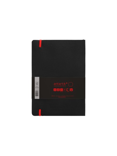 Cuaderno con gomilla antartik notes tapa blanda a5 hojas lisas negro y rojo 80 hojas 80 gr fsc