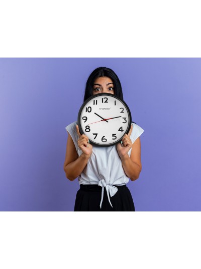 Reloj q-connect de pared plastico oficina redondo 34 cm marco negro